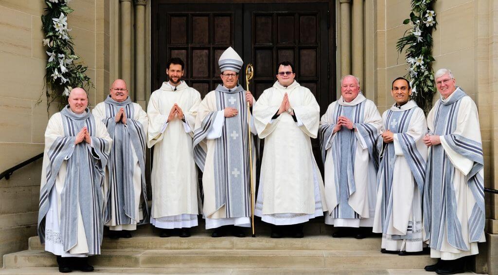 Group photo on cathedral steps - Ordination of Deacons Couturier and Orris, May 18, 2019 by Eric Tank