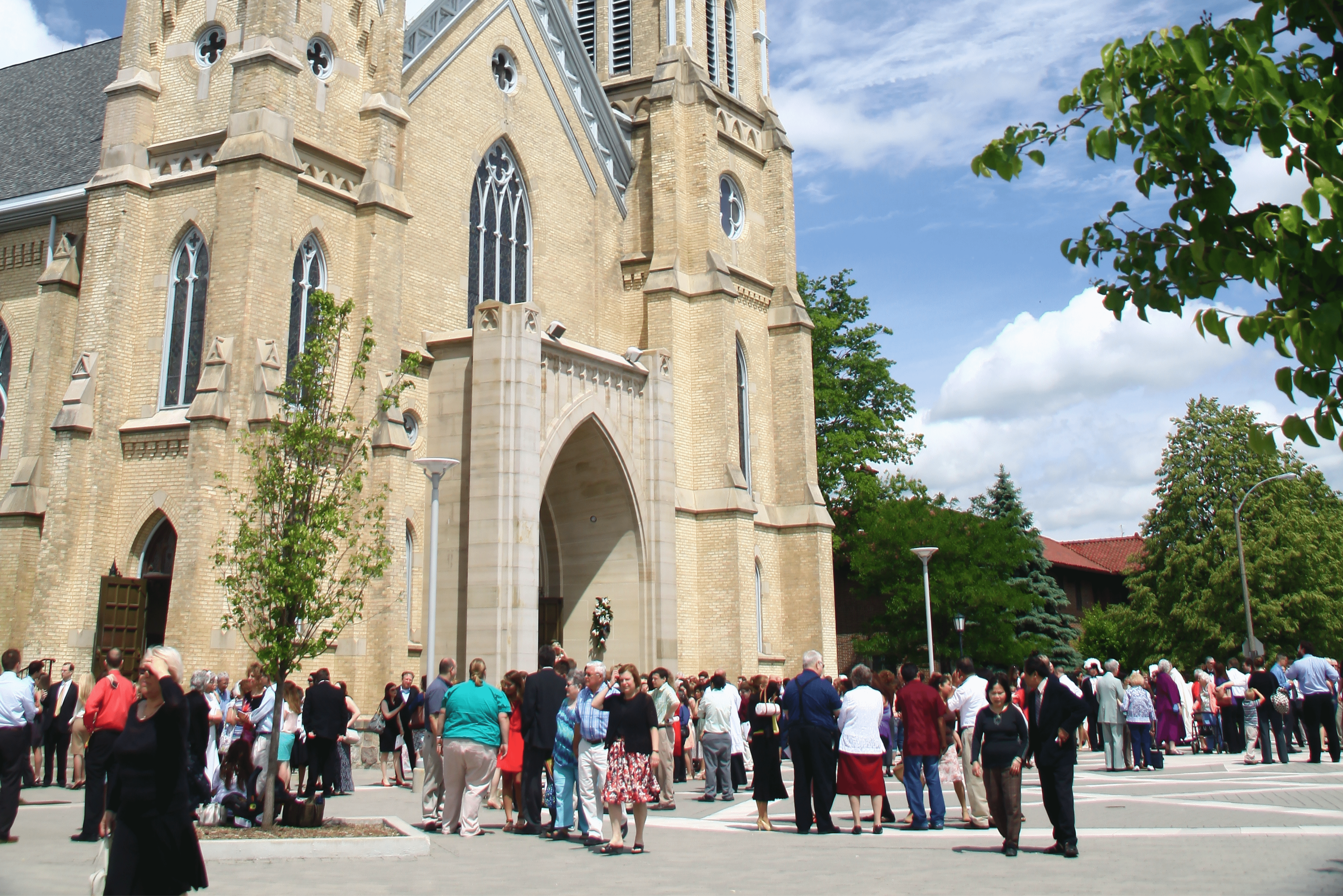 People gathered outside after Ordination 2013, Cathedral of Saint Andrew by Dave Taylor