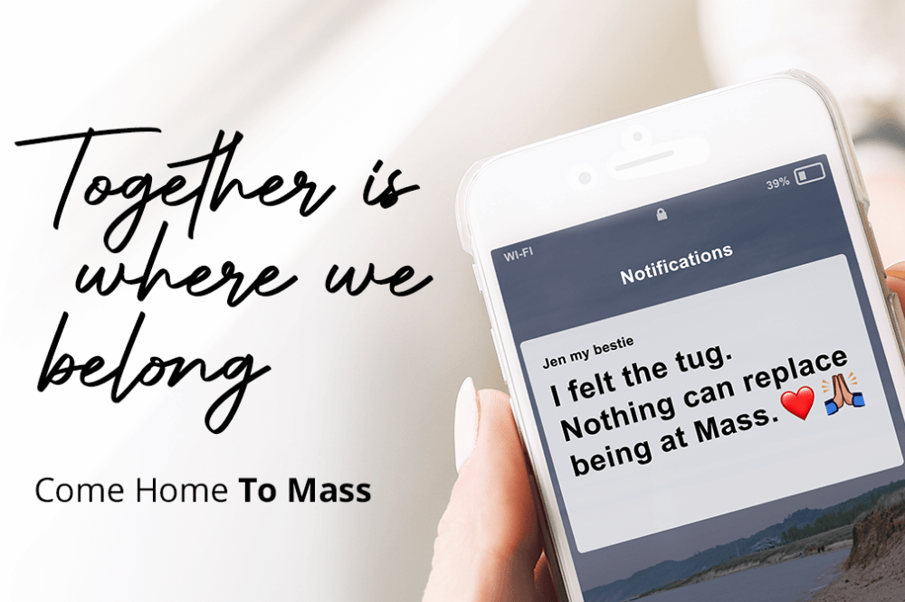 Mobile phone with text "nothing can replace Mass"