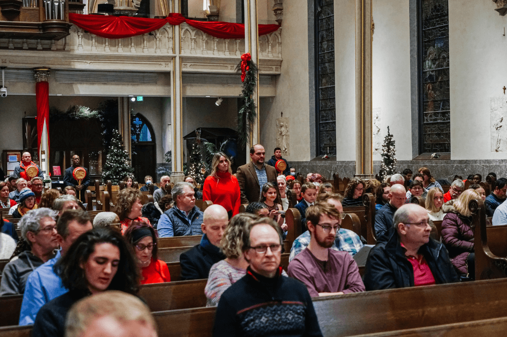 Presenetation of gifts during midnight Mass at the Cathedral of Saint Andrew, Grand Rapids