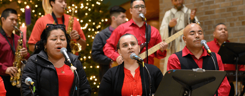 Choir singing during Feast of Our Lady of Guadalupe