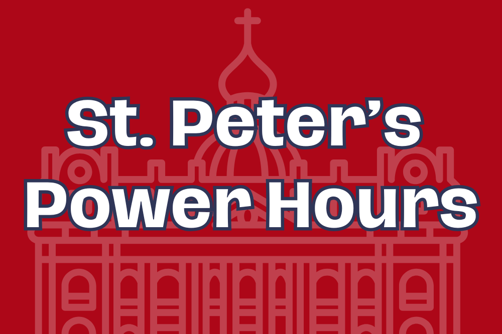 Giving Tuesday challenge grant graphic - St. Peter's power hours