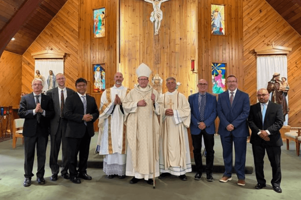 Deacon Candidates with Bishop Walkowiak, Deacon Jerry Roersma, and Deacon Matthew Schmitz